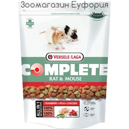 RAT&MOUSE COMPLETE 0.500 KG- пълноценна екструд. храна за плъхчета и мишки