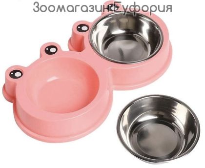 двойна купа за хранене - розова
