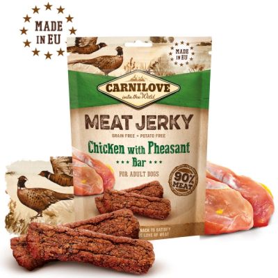 Carnilove Jerky Chicken with Pheasant Bar – кучешки лакомства под формата на вкусни барчета, с пилешко и фазан