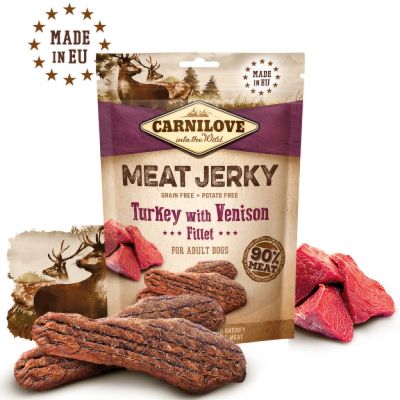 Carnilove Jerky Venison & Turkey Fillet – кучешки лакомства под формата на вкусни барчета, с пуешко и елен