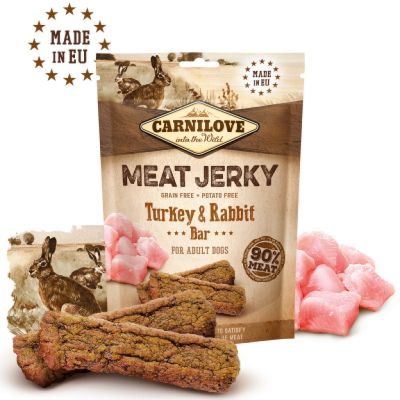 Carnilove Jerky Rabbit & Turkey Bar – кучешки лакомства под формата на вкусни барчета, с пуешко и заек