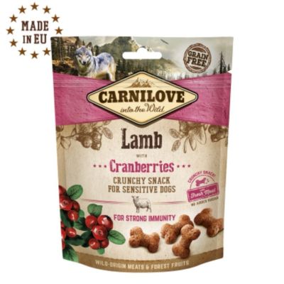 Хрупкави лакомства за куче Carnilove Crunchy snack - с прясно агнешко и боровинки, БЕЗ ЗЪРНЕНИ КУЛТУРИ 0.200 кг.